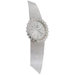 Retro Universal Geneve Ladies White Gold Diamond Wristwatch