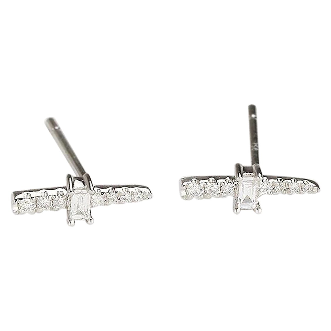 Mod Taper Diamond Earrings For Sale
