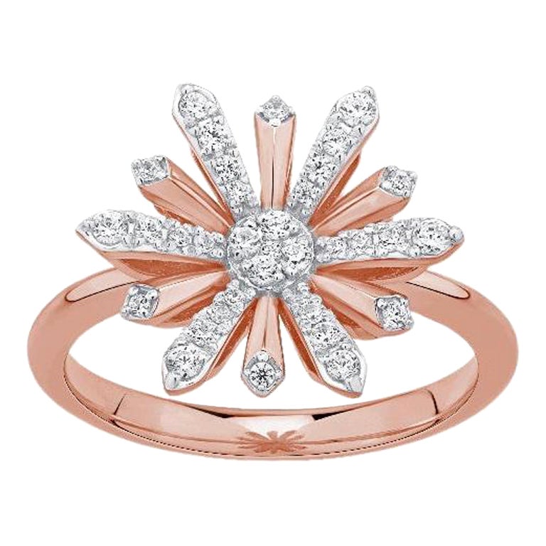 Rose Gold and Diamond Edelweiss Ring For Sale