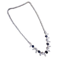Vintage Sapphire and Diamond Choker Necklace in Platinum and 18k White Gold