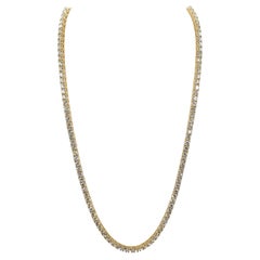 22.35 Carat Brilliant Cut Diamond Tennis Necklace 14 Karat Yellow Gold 20''