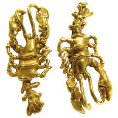 B. Anton Large Gold Lobster Post Earrings 7