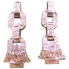 Antique Art Deco Articulated Diamond Platinum Drop Earrings