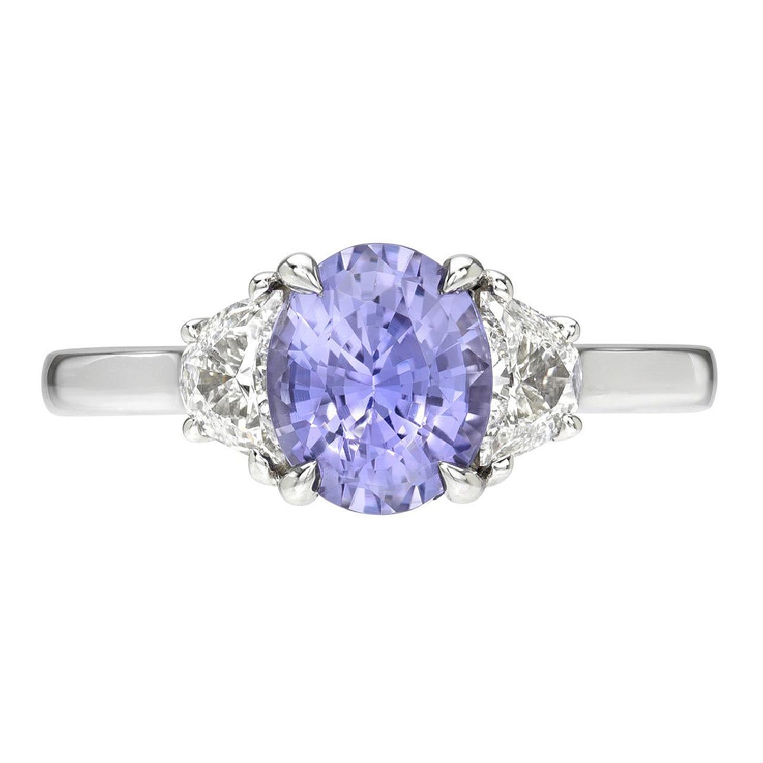 Bague saphir ovale à couleur changeante non chauffée de 1,71 carat de violet à violet rosé