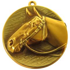 Antique Art Deco Gold Horse Locket Charm Pendant