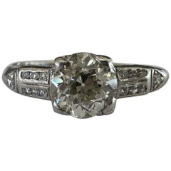 Retro Art Deco 0.88-Carat Diamond Engagement Ring 