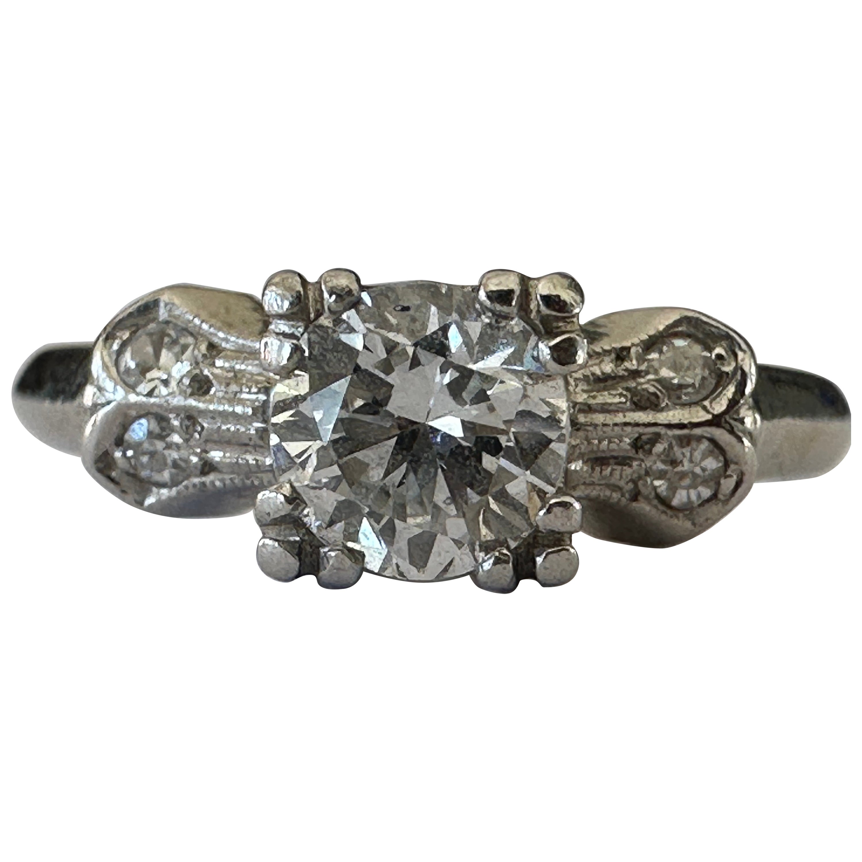Mid-Century 0.50-Carat Diamond Bow Engagement Ring 