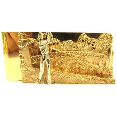 Ruser Golfer At The Iconic Bridge at Bel Air C.C. Two Color Gold Heavy Money Cli