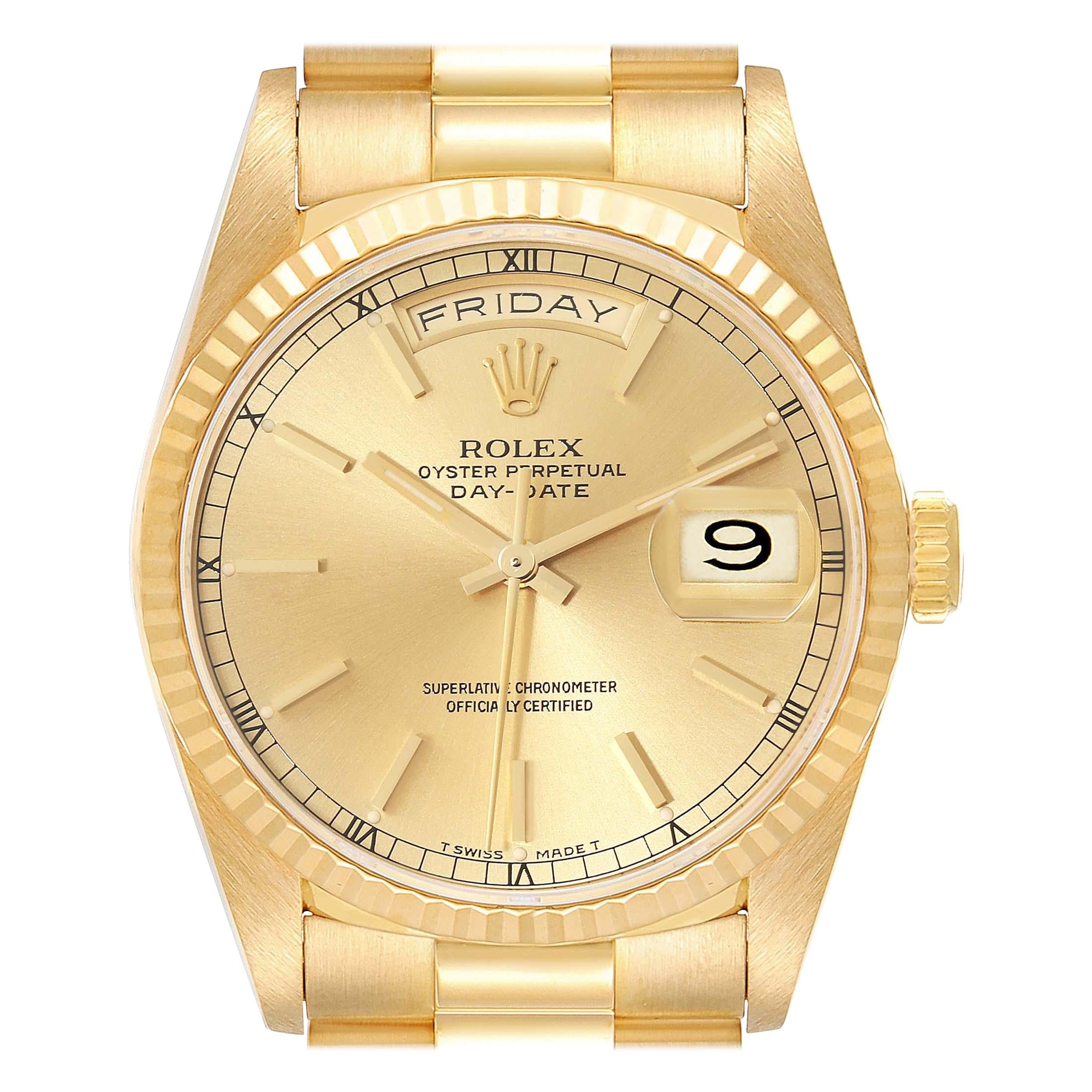 Rolex President Day-Date Yellow Gold Champagne Dial Mens Watch 18238 For Sale