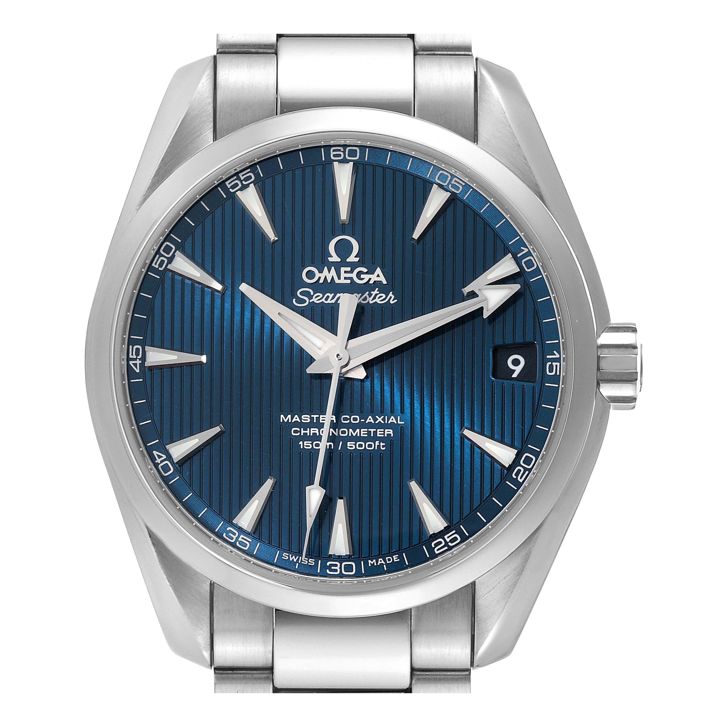 Omega Montre Seamaster Aqua Terra bleue à cadran en acier pour hommes 231.10.39.21.03.002 en vente