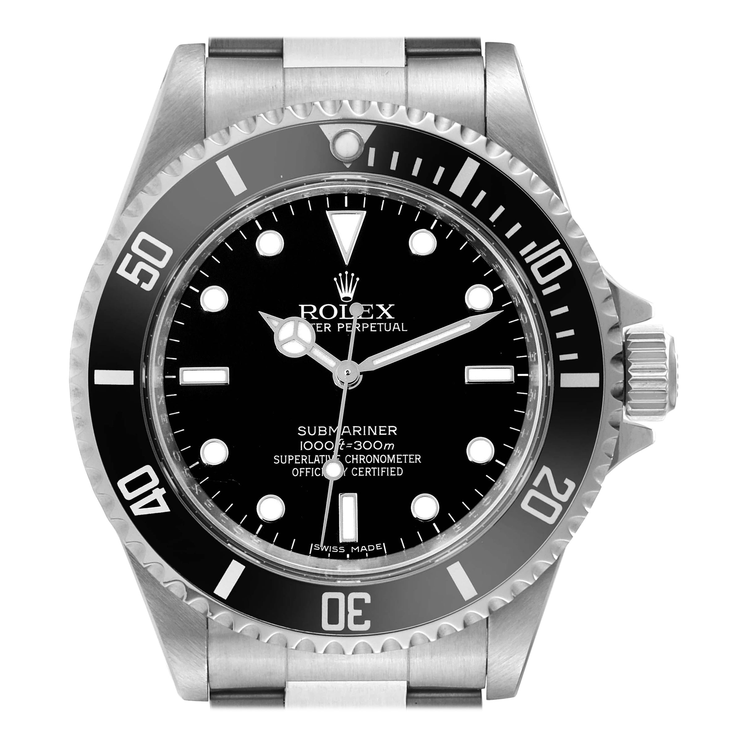 Rolex Submariner No Date 40mm 4 Liner Steel Mens Watch 14060 Box Card