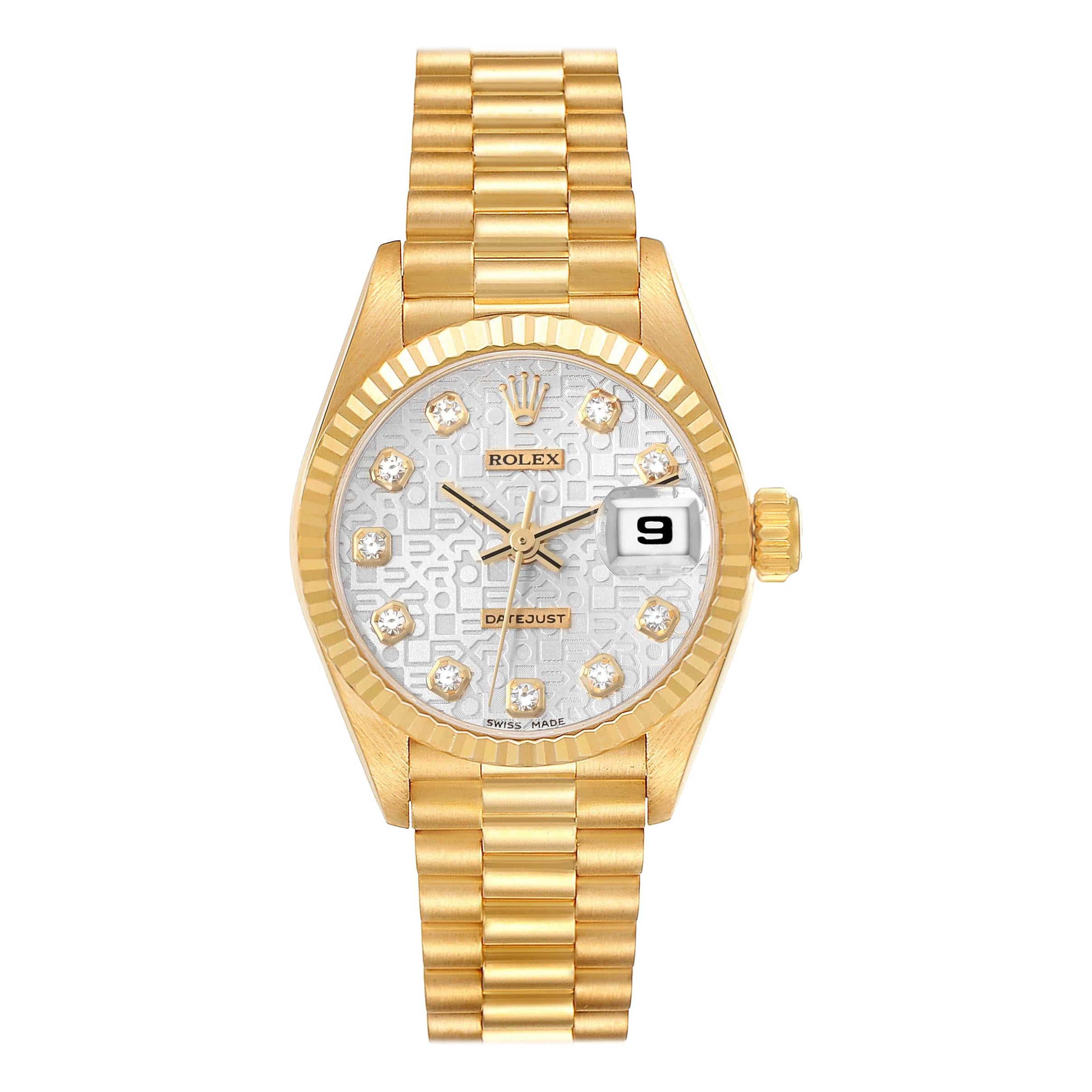 Rolex Datejust President Anniversary Diamond Dial Yellow Gold Ladies Watch 69178