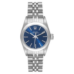 Rolex Oyster Perpetual Non Date Blue Dial Steel Ladies Watch 67180 Box Papers