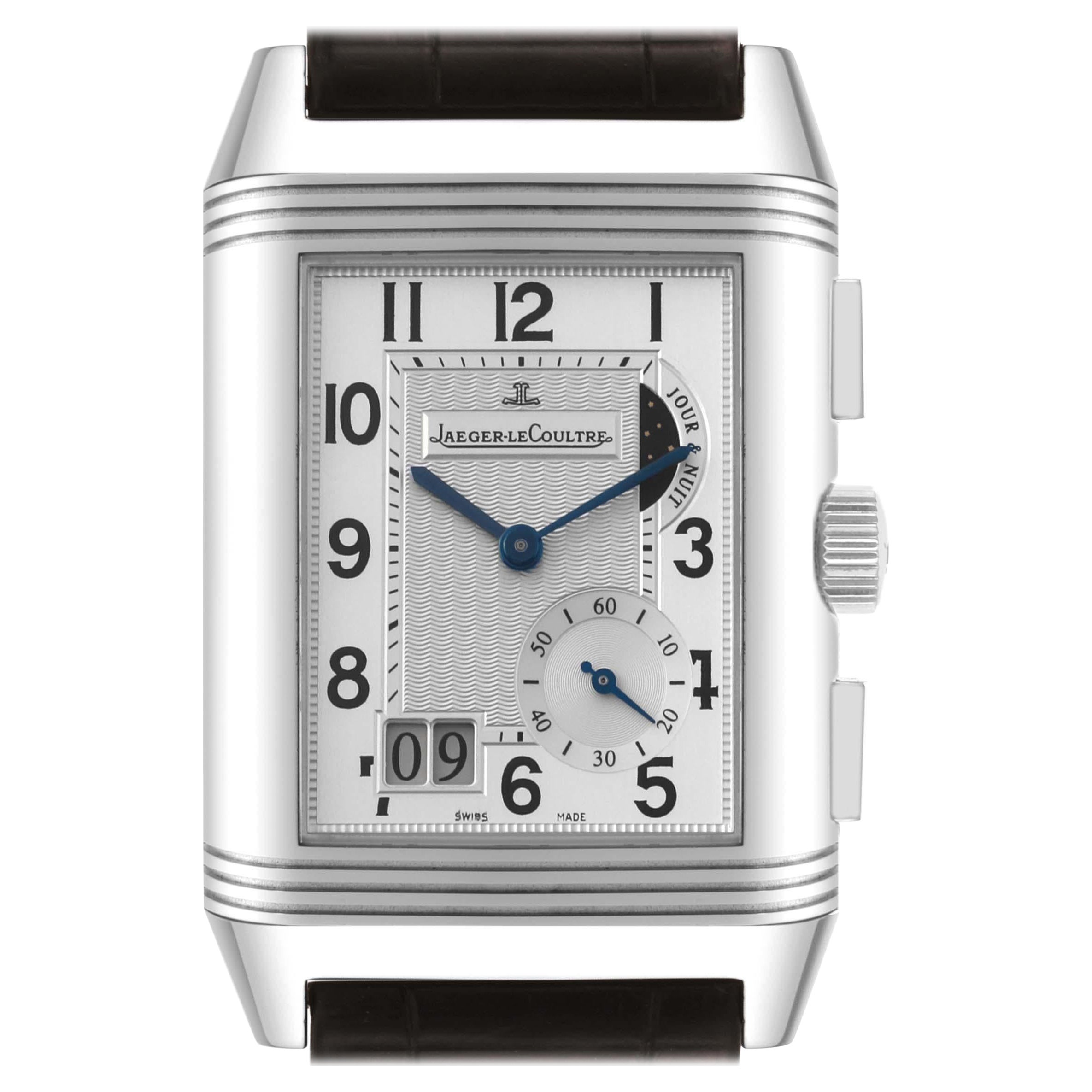 Jaeger LeCoultre Reverso Grande GMT Steel Watch 240.8.18 Q3028420 Box Papers For Sale