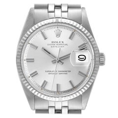 Rolex Datejust Steel White Gold Silver Dial Vintage Mens Watch 1601