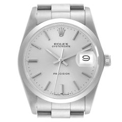 Rolex OysterDate Precision Silver Dial Vintage Steel Mens Watch 6694