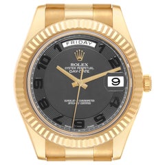 Rolex Day-Date II 41 President Yellow Gold Black Dial Mens Watch 218238