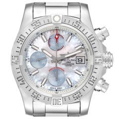 Breitling Avenger II Mother of Pearl Special Edition Steel Mens Watch A13381