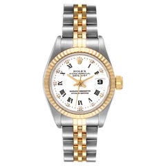 Rolex Montre Datejust en acier avec cadran en or jaune et diamants, pour femmes 69173