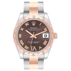 Rolex Datejust Midsize Steel Rose Gold Diamond Ladies Watch 178341 Box Card