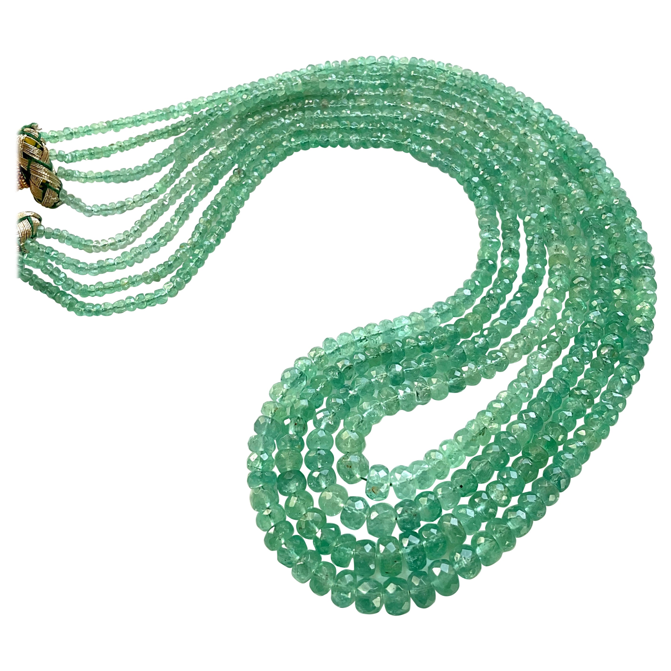 198.40 Carats Panjshir Emerald Faceted Beads For Fine Jewelry Natural Gemstone For Sale