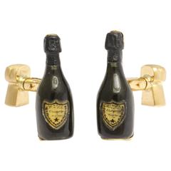 Michael Kanners Unique Carved Stone Champagne Cufflinks