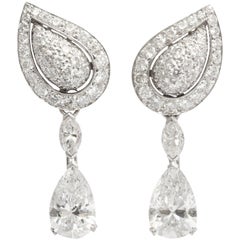 Cartier Diamond Gold Drop Earrings