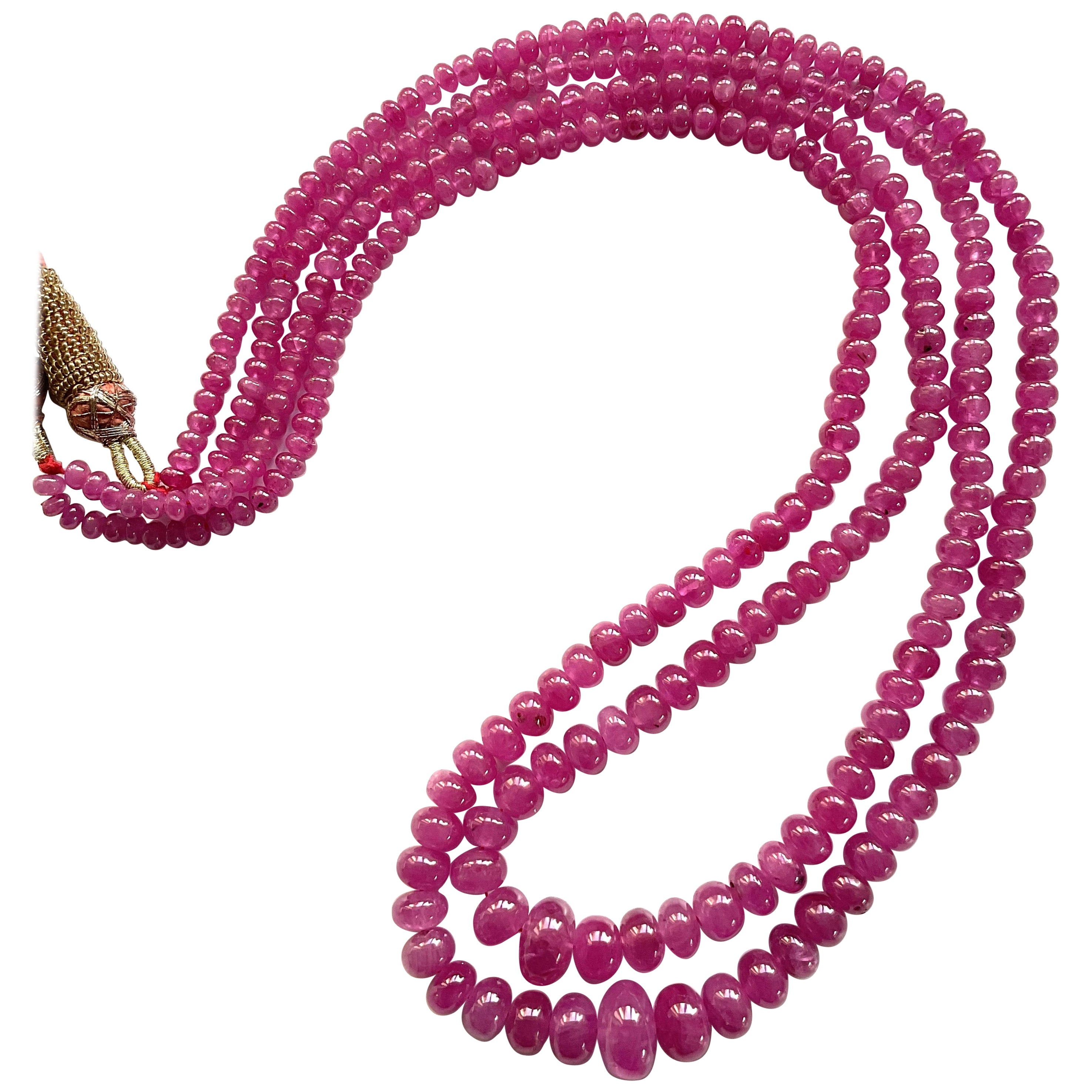 179.32 Carats Burma Ruby Heated Beaded Necklace Top Quality Natural Gemstone