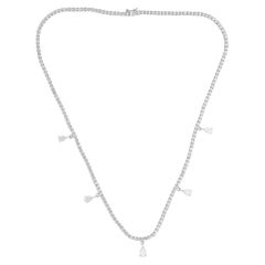 SI Clarity HI Color Pear Round Diamond Chain Necklace 14 K White Gold Jewelry