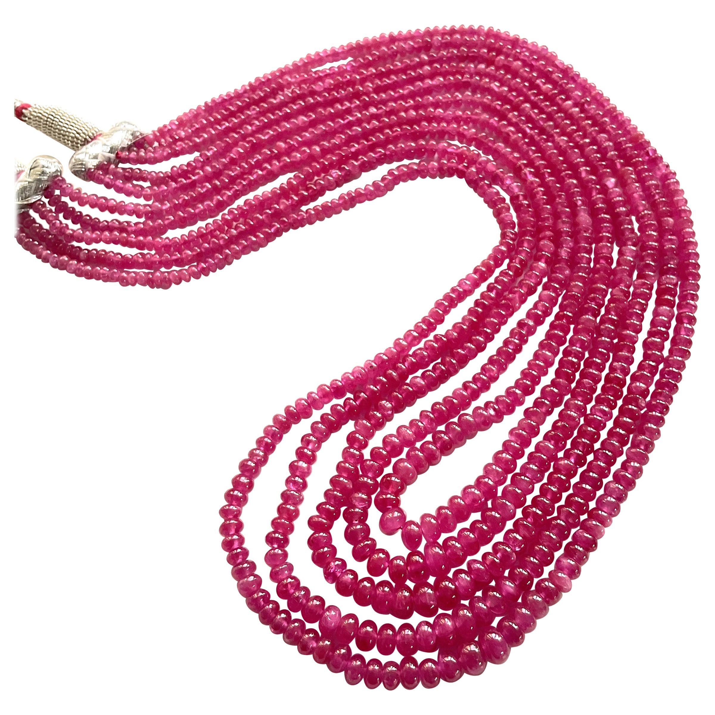 306.45 Carats Johnson Ruby Plain Beaded Necklace Top Quality Natural Gemstone For Sale