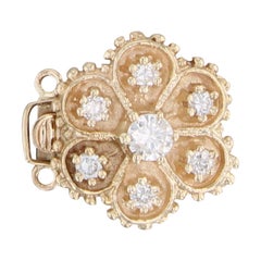 Vintage 0.27ctw Diamond Flower Slide Charm Bracelet Clasp Finding Richard Klein 10k Gold