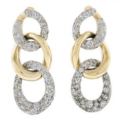 Pomellato Tango 18K Gold & Silver 4.53ctw Pave Diamond Drop Dangle Earrings