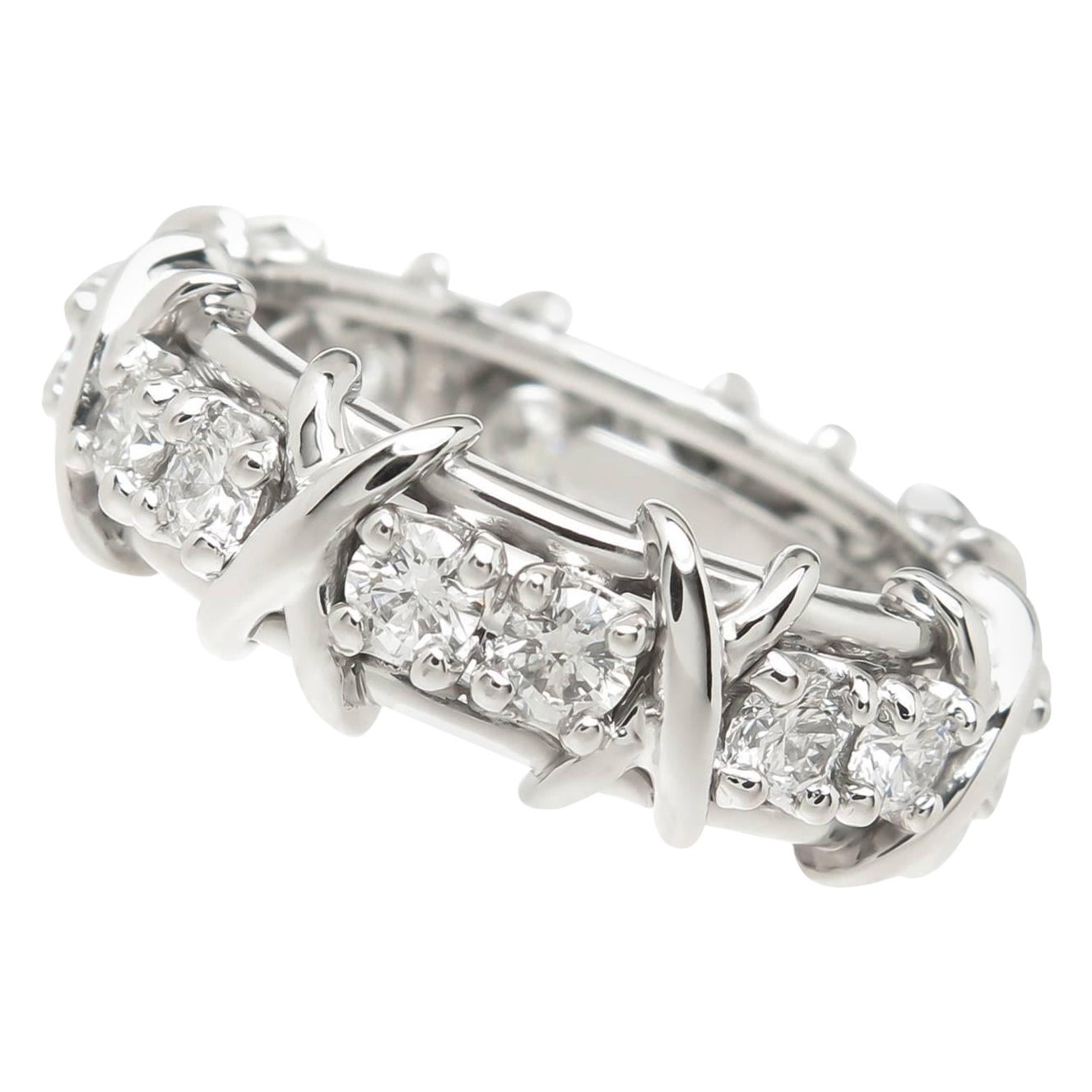 Tiffany & Co. Schlumberger 16 Diamond Iconic X Band Ring For Sale