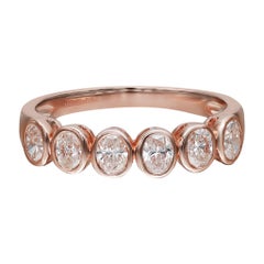 0.81 Carat Oval Cut Bezel Set Diamond Halfway Eternity Band 18k Rose Gold