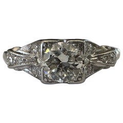 Bague de fiançailles Art déco avec ruban de diamants de 0,47 carat
