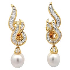 Vintage Pearl and Diamond Day and Night Earrings