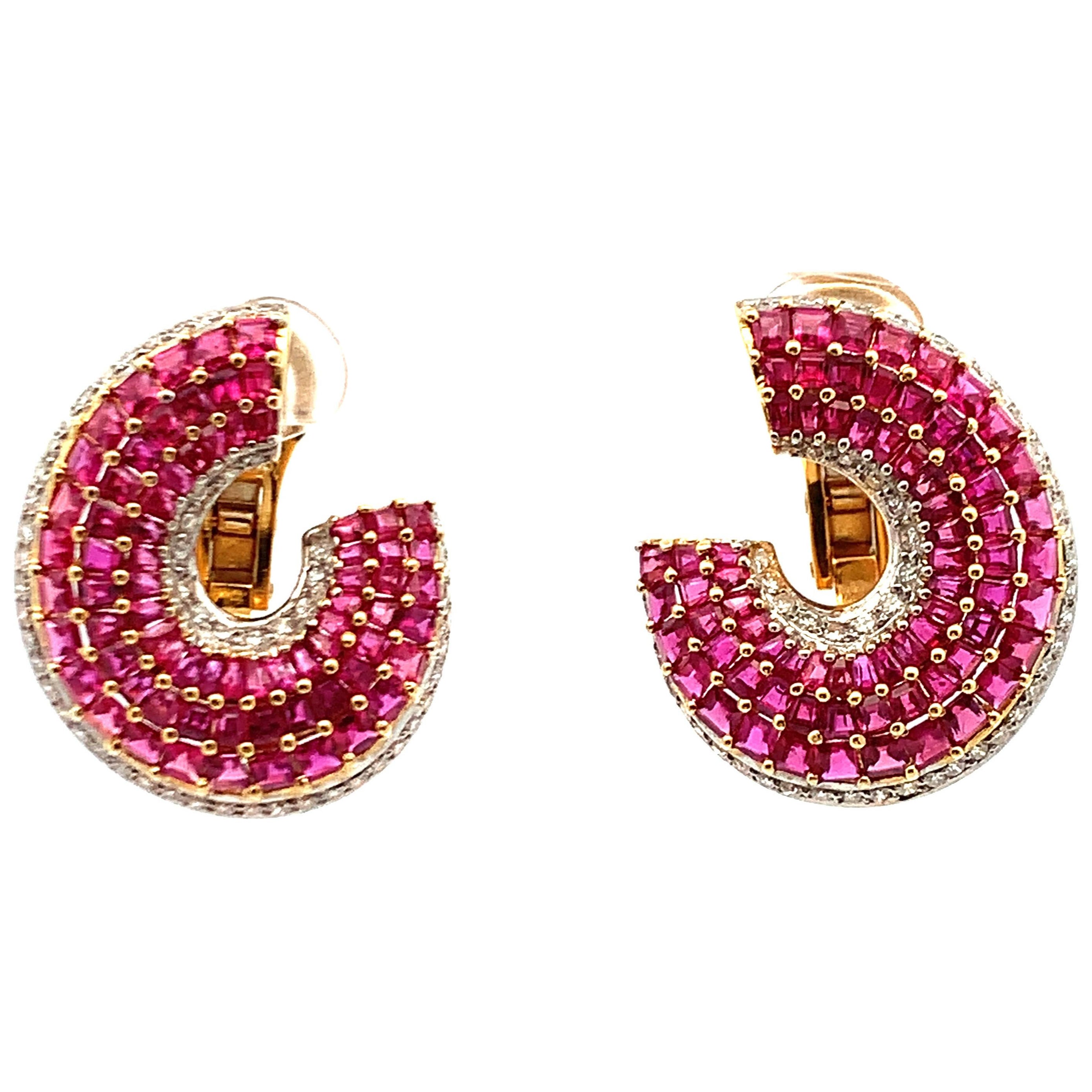 Ruby and Diamond Earrings  For Sale