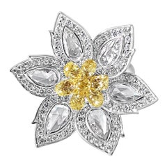 1.92 Carat Center Diamond and 1.34 Carat Briolette Diamond 18K Ring - The Daisy