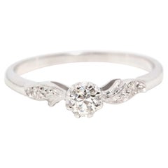 Retro Circa 1950s Old Cut Diamond Engagement Ring 18 Carat White Gold