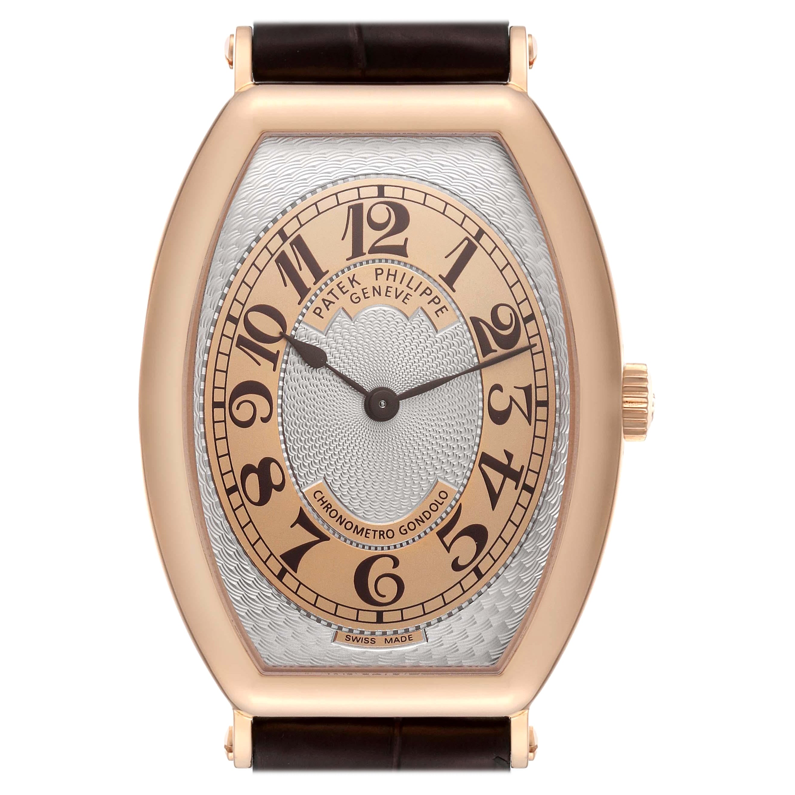 Patek Philippe Gondolo Rose Gold Brown Strap Mens Watch 5098 Box Papers For Sale