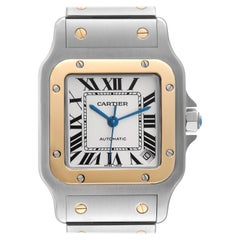 Cartier Santos Galbee XL Steel Yellow Gold Mens Watch W20099C4 Box Papers