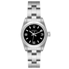 Rolex Oyster Perpetual Steel Black Dial Ladies Watch 67180 Boîte Papers