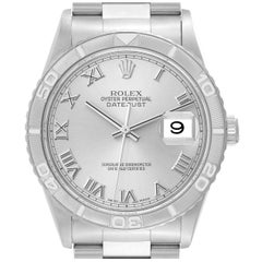 Rolex Datejust Turnograph Silver Dial Steel White Gold Mens Watch 16264