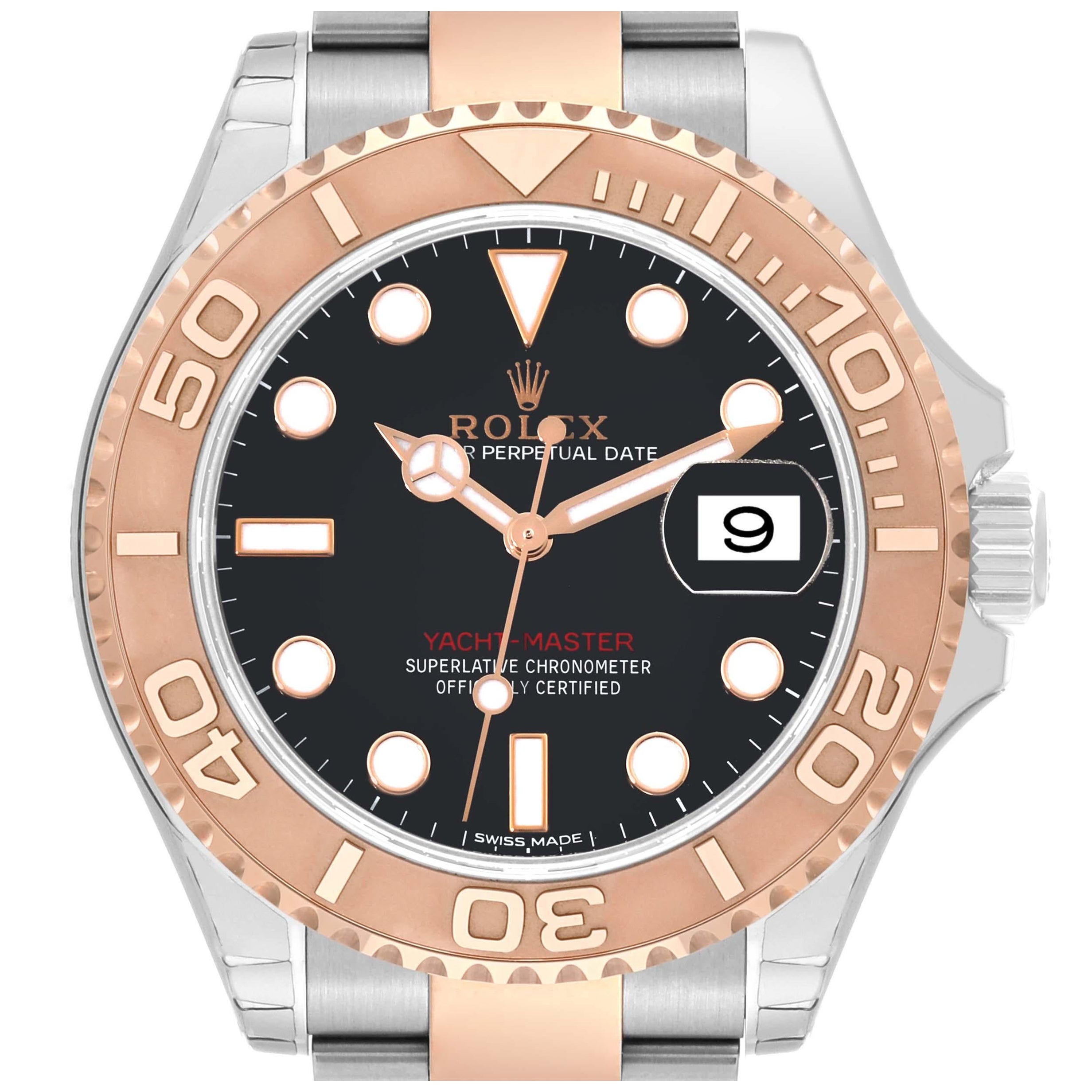 Rolex Yachtmaster 40 Rose Gold Steel Black Dial Mens Watch 116621 Unworn en vente
