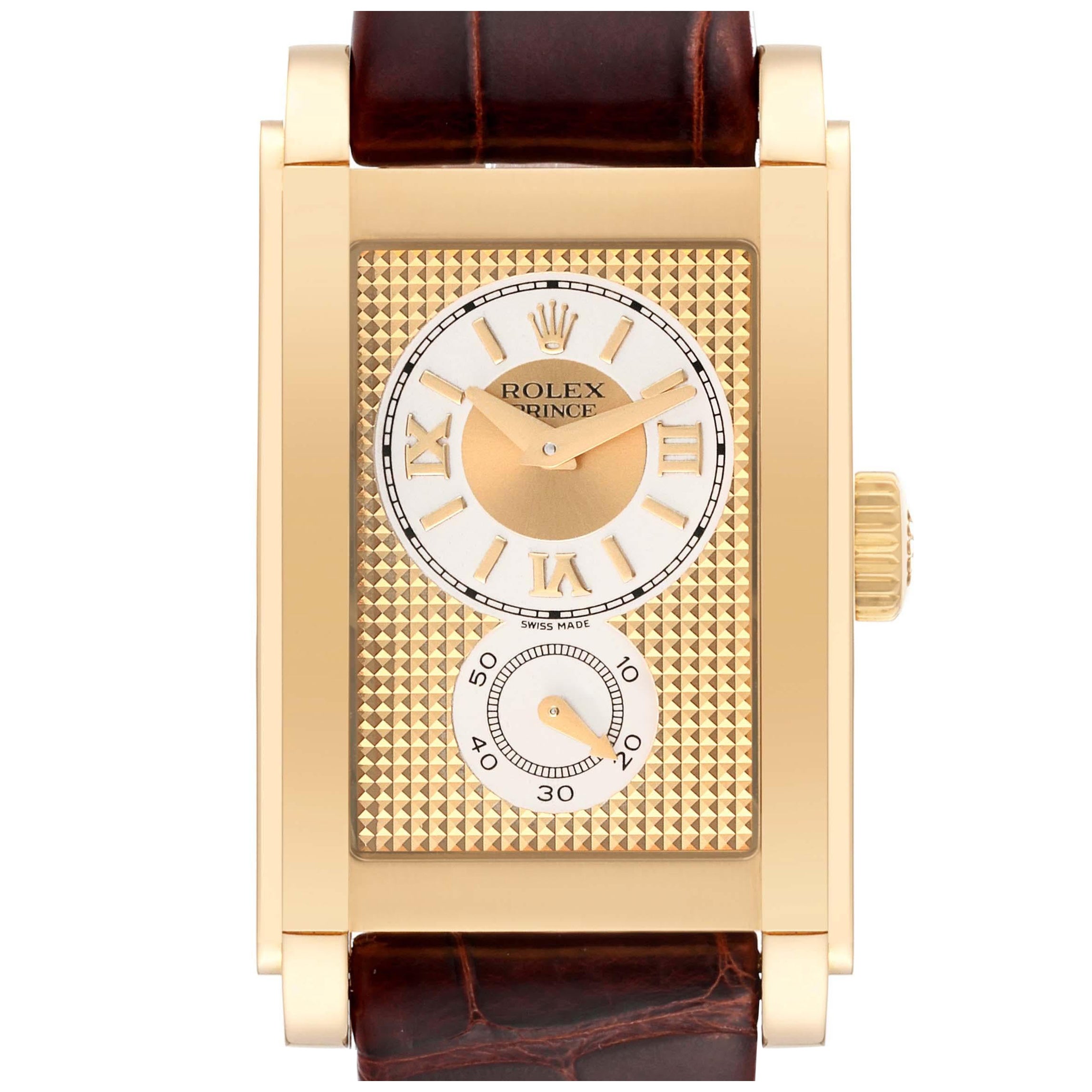 Rolex Cellini Prince Yellow Gold Champagne Roman Dial Mens Watch 5440 Box Card