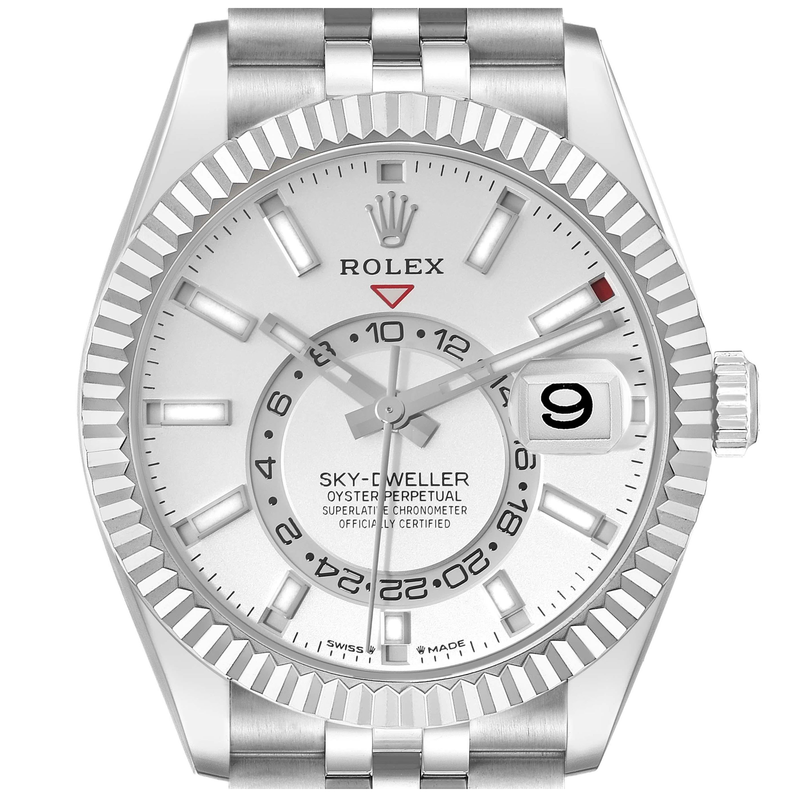 Rolex Sky-Dweller Steel White Gold Mens Watch 336934 Unworn