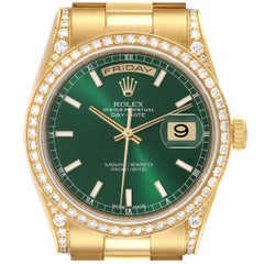 Rolex President Day-Date 36 Yellow Gold Diamond Mens Watch 118388 Box Card