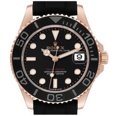 Used Rolex Yachtmaster 37 Rose Gold Rubber Strap Mens Watch 268655 Unworn