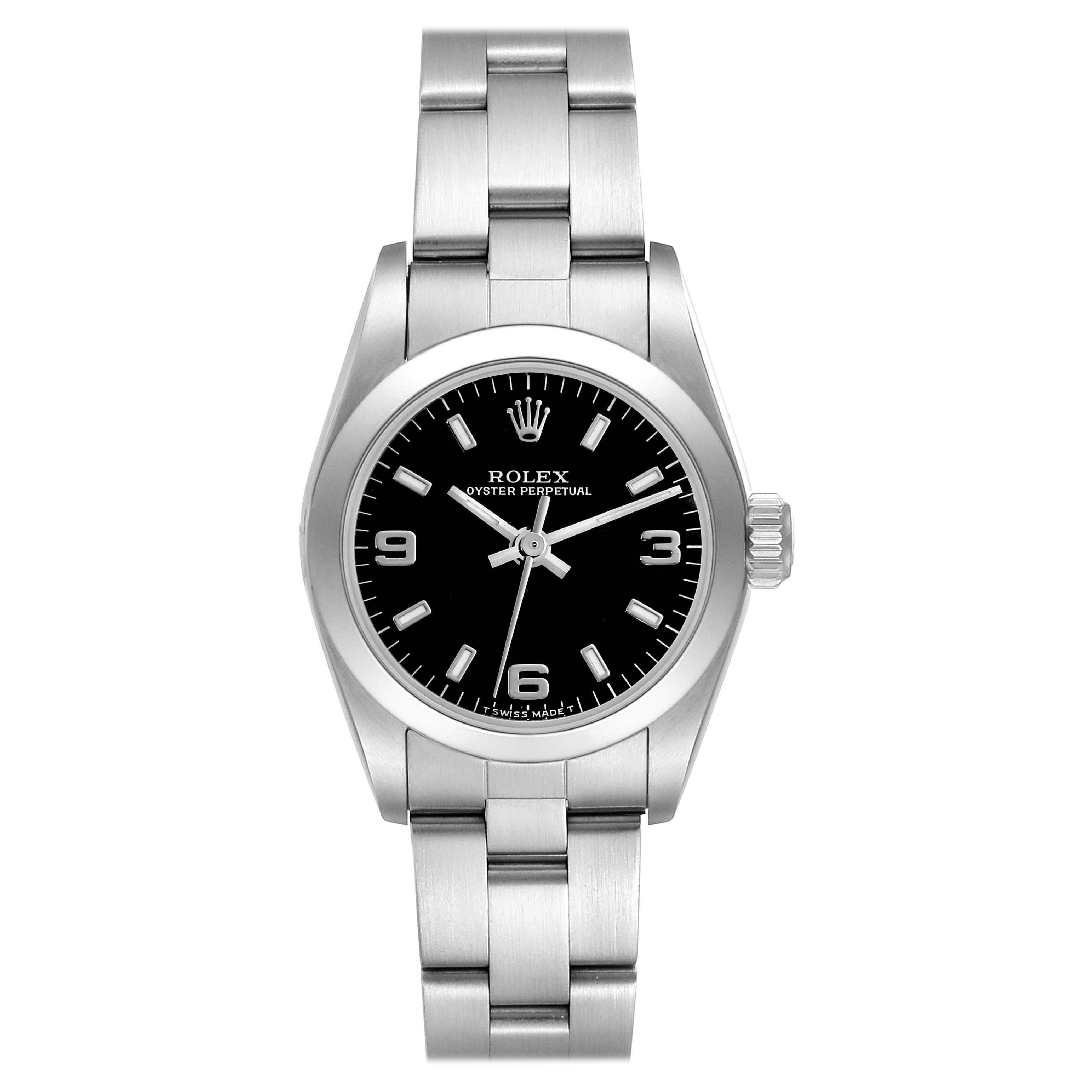 Rolex Oyster Perpetual Steel Black Dial Ladies Watch 67180