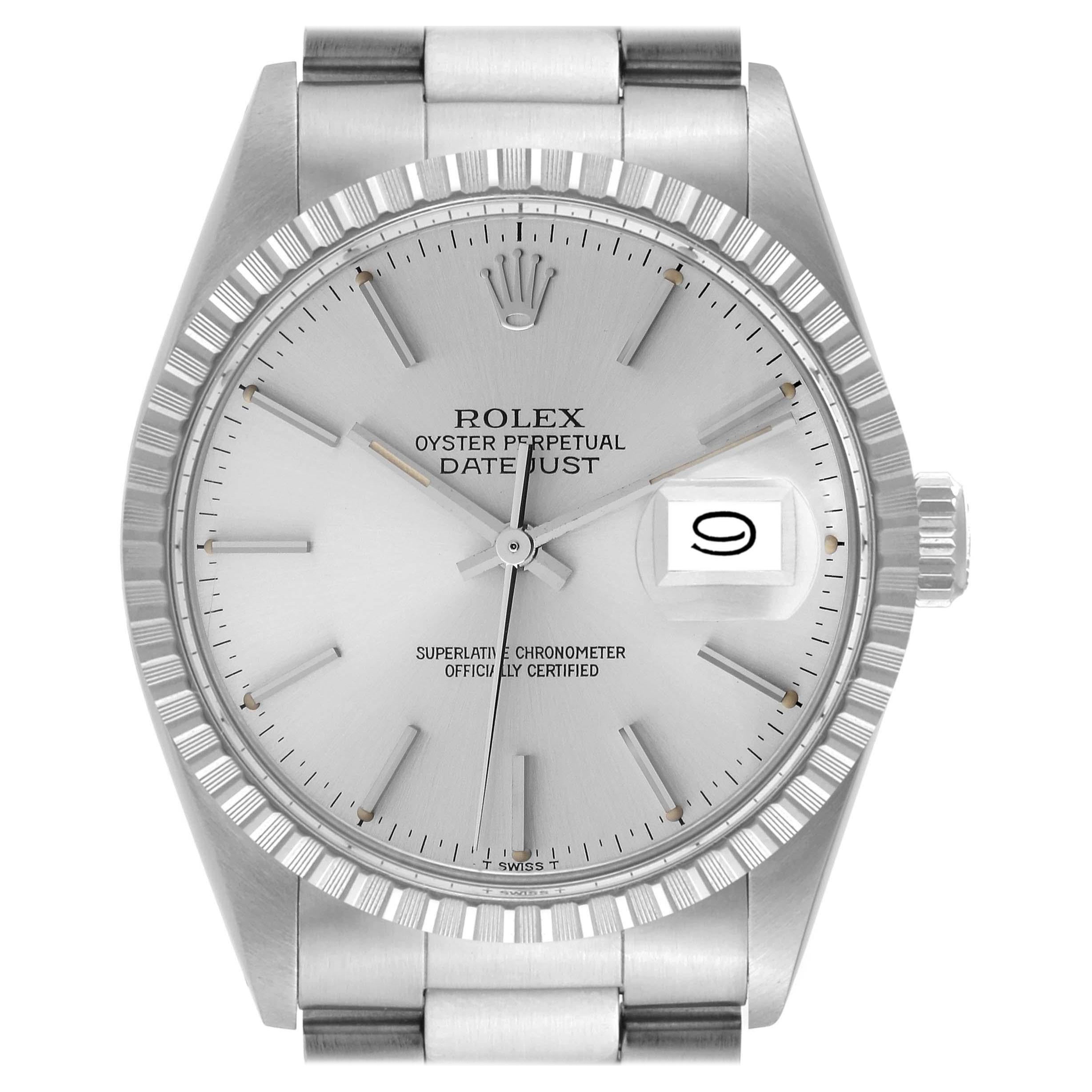 Rolex Datejust Silver Dial Vintage Steel Mens Watch 16030